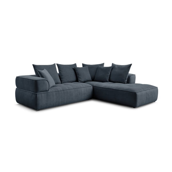 Ciemnoniebieski narożnik z tkaniny szenilowej (prawostronny/w kształcie litery L) Whesley – Bobochic Paris-image-3