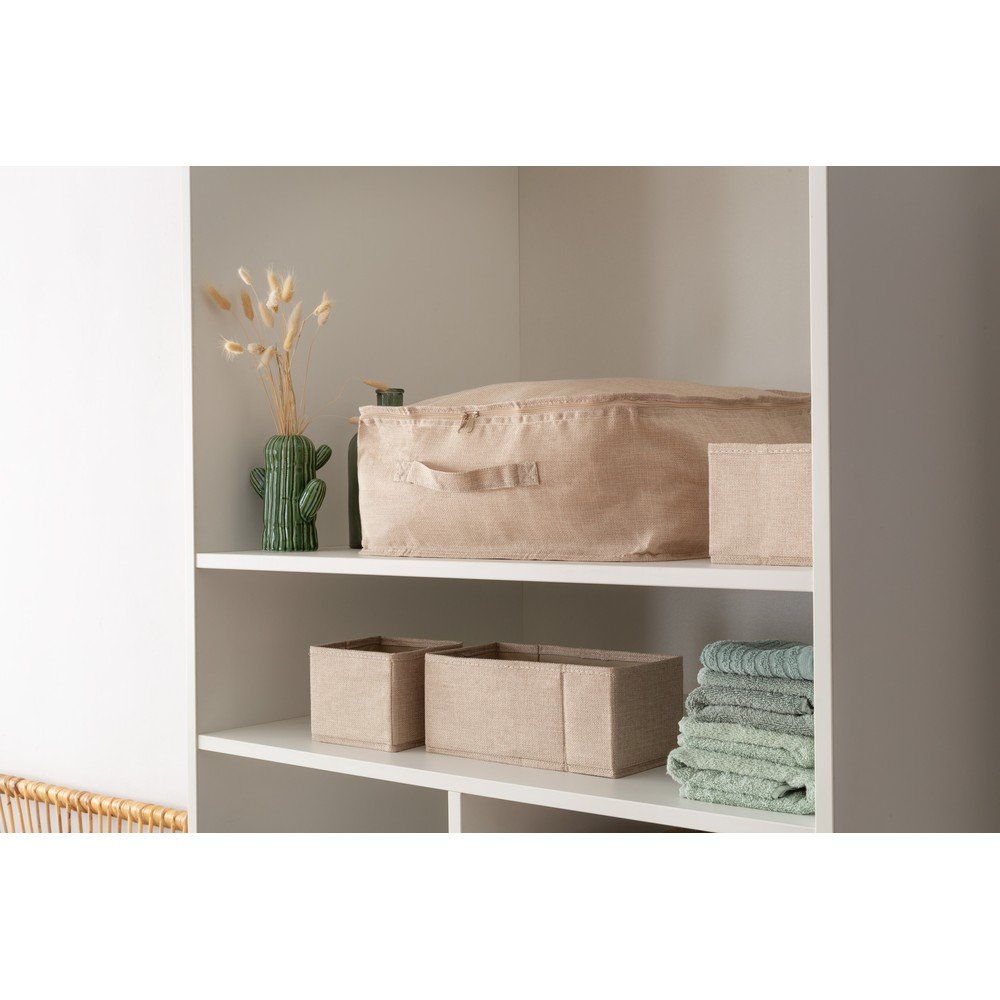 Beżowe tekstylne pojemniki zestaw 2 szt. 14x12x12 cm Sandy – Compactor (zdjęcie 4)