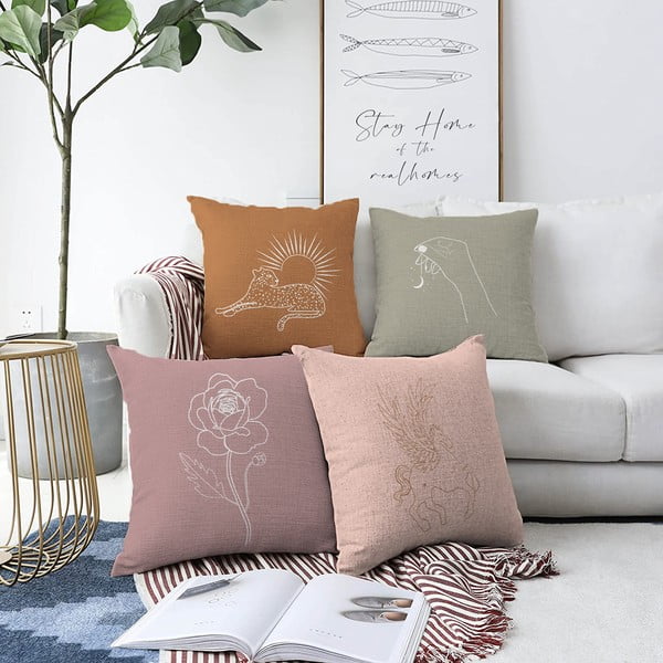 Zestaw 4 błyszczących poszewek na poduszki Minimalist Cushion Covers Unicorn, 55x55 cm