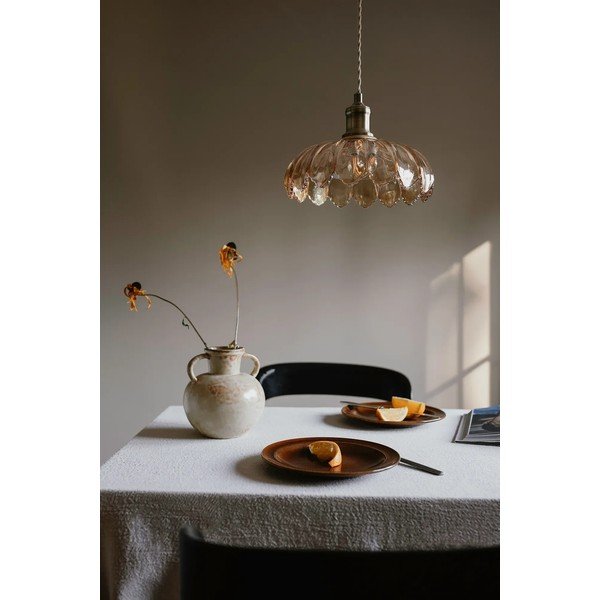 Lampa wisząca w kolorze mosiądzu z z bursztynowym szklanym kloszem ø 25,5 cm Kurage – Markslöjd-image-1