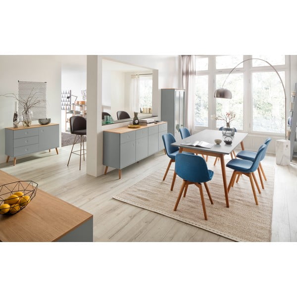 Szara witryna z nogami z drewna dębowego Tenzo Dot, wys. 175 cm-image-4