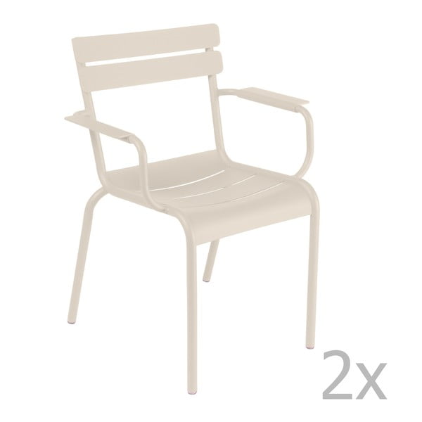 Zestaw 2 kremowych krzeseł z podłokietnikami Fermob Luxembourg