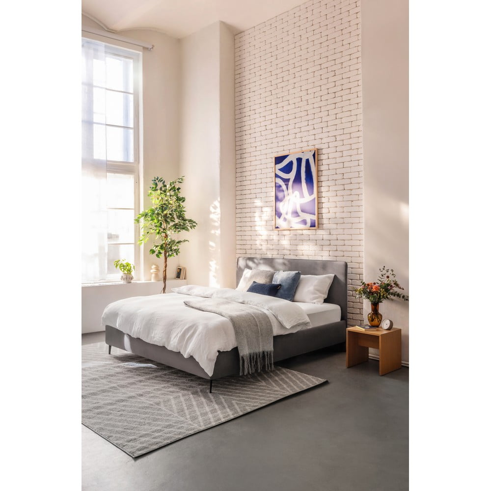 Szare tapicerowane łóżko dwuosobowe ze stelażem 180x200 cm Noira Slim – Bonami Selection (zdjęcie 6)