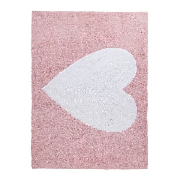 Różowy dywan bawełniany Happy Decor Kids Big Heart, 160x120 cm