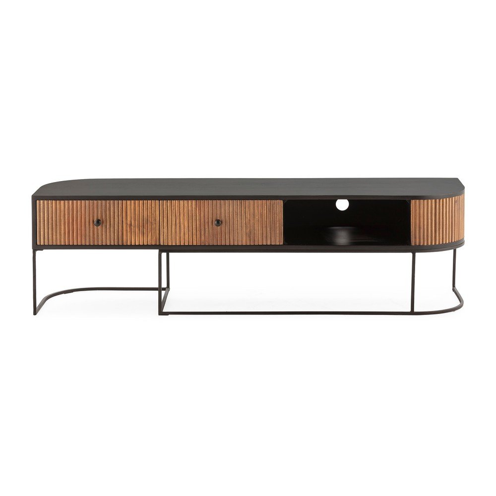 Szafka pod TV z litego drewna mango w naturalnym kolorze 160x45x40 cm Curve – MOME (zdjęcie 3)