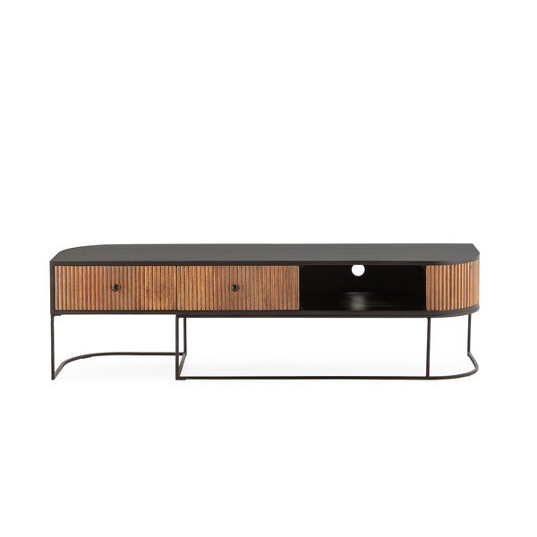 Szafka pod TV z litego drewna mango w naturalnym kolorze 160x45x40 cm Curve – MOME-image-2