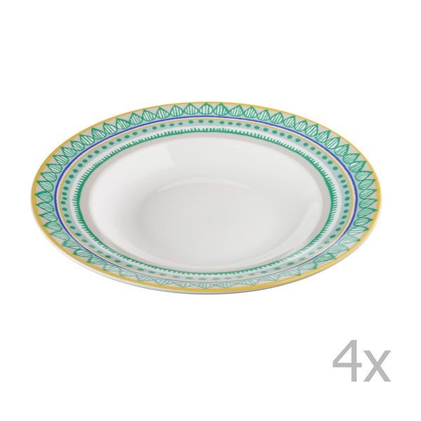 Komplet 4 talerzy porcelanowych na zupę Oilily 24,5 cm, zielony