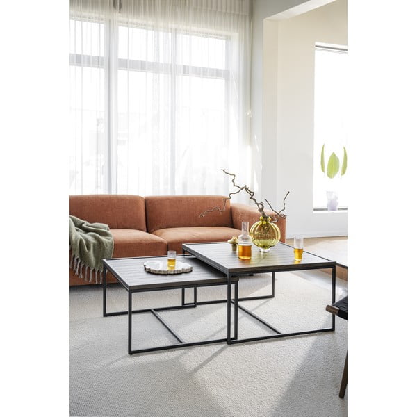 Ciemnobrązowy stolik z blatem z drewna dębowego ø 80 cm Deerfield – Rowico-image-3