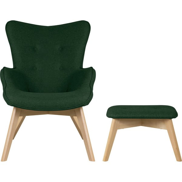 Ciemnozielony fotel z podnóżkiem Niko – Ropez-image-2