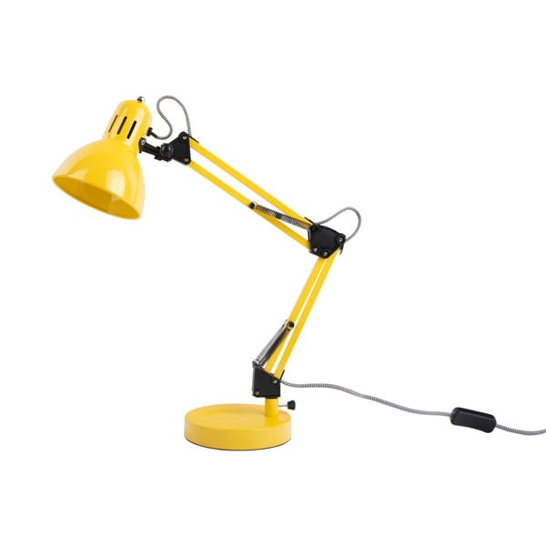 Jasnożółta lampa stołowa z metalowym kloszem (wysokość 52 cm) Funky Hobby – Leitmotiv
