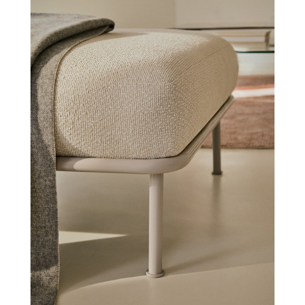 Beżowy podnóżek z materiału bouclé Aurum – Kave Home (zdjęcie 9)
