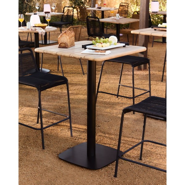 Stolik barowy z blatem z drewna akacjowego 70x70 cm Saura – Kave Home-image-1