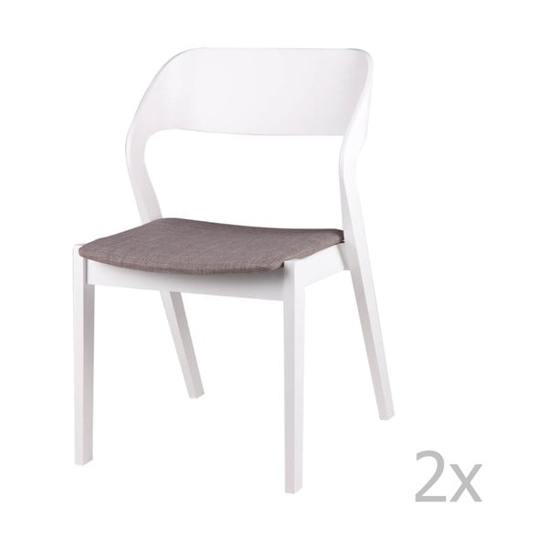 Zestaw 2 białych krzeseł do jadalni z szarym siedziskiem sømcasa Bianca
