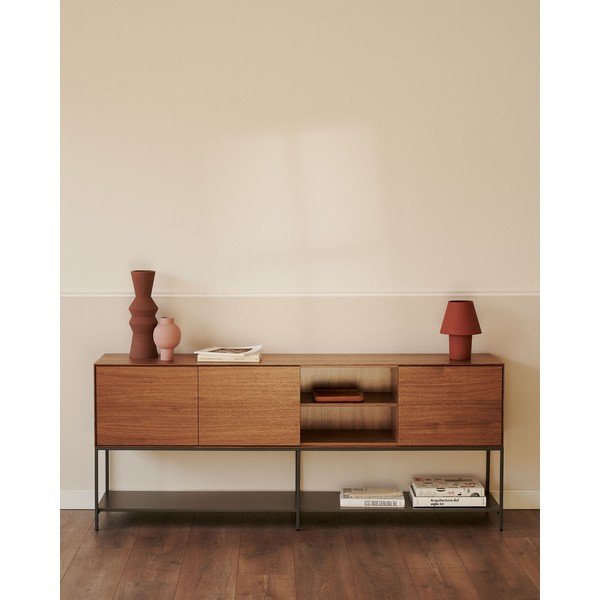 Niska komoda w dekorze orzecha 195x80 cm Vedrana – Kave Home-image-1