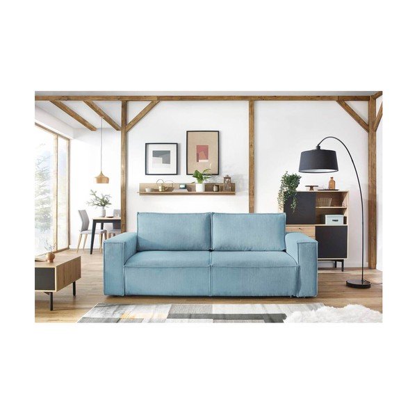 Miętowa sztruksowa rozkładana/ze schowkiem sofa 245 cm Nihad – Bobochic Paris-image-1