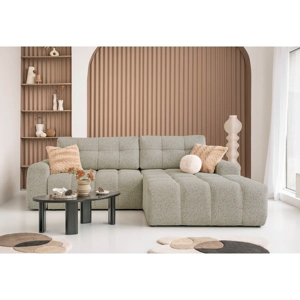 Jasnobrązowy rozkładany narożnik modułowy ze schowkiem (prawostronny) Lulu – Miuform-image-1