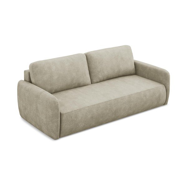 Beżowa rozkładana sofa z tkaniny szenilowej ze schowkiem 218 cm Lilo – Makamii-image-2