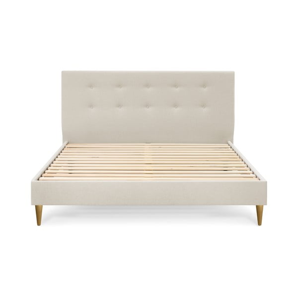 Beżowe tapicerowane łóżko dwuosobowe ze stelażem 180x200 cm Rory – Bobochic Paris-image-2