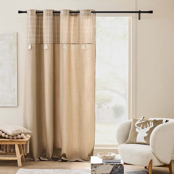 Brązowa zasłona z mieszanki bawełny 140x240 cm Everest – douceur d'intérieur-image-1