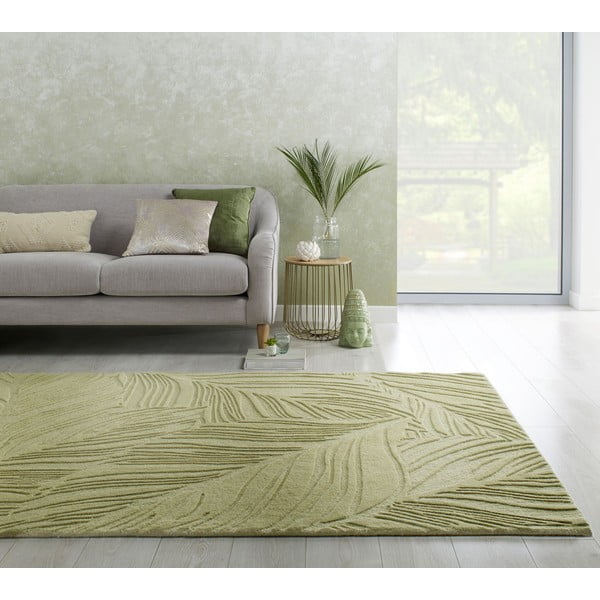 Zielony wełniany dywan 200x290 cm Lino Leaf – Flair Rugs-image-1