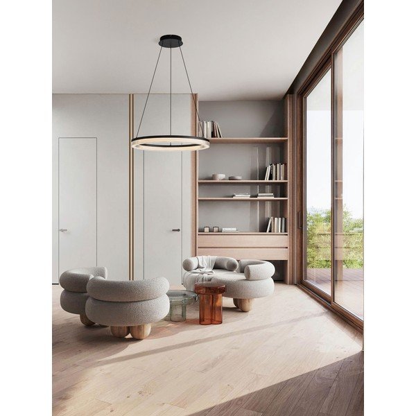 Aluminiowa lampa wisząca LED ze ściemniaczem w kolorze matowej czerni z kloszem ze szkła akrylowego ø 60 cm Lonela – Nova Luce-image-2