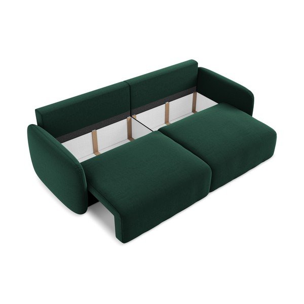 Ciemnozielona aksamitna rozkładana/ze schowkiem sofa 238 cm Kalena – Makamii-image-4