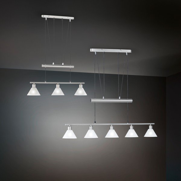 Lampa wisząca w kolorze srebra ze szklanym kloszem Stamina – Trio-image-2