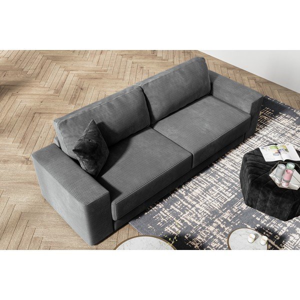 Szara sztruksowa sofa rozkładana Milo Casa Donatella-image-1