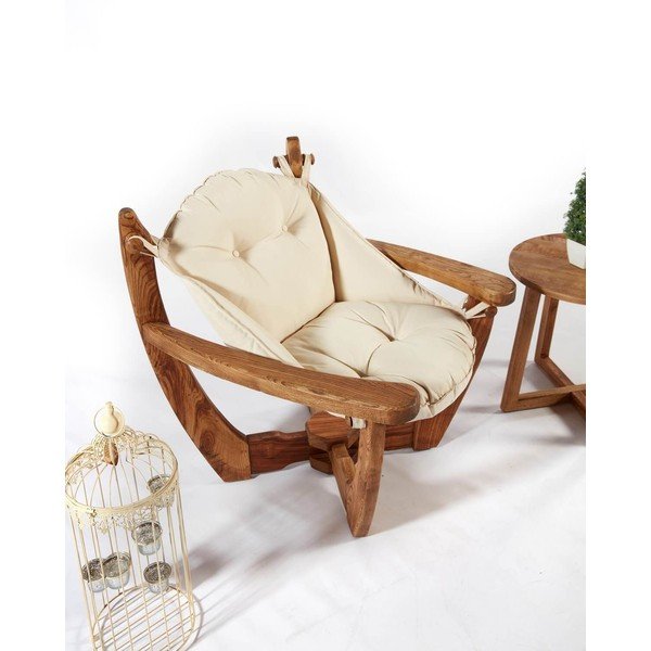 Kremowy drewniany fotel ogrodowy Relax – Floriane Garden-image-4