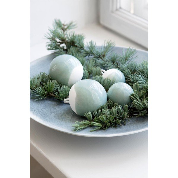 Zestaw 3 zielonych bombek z porcelany kostnej Kähler Design Nobili-image-1