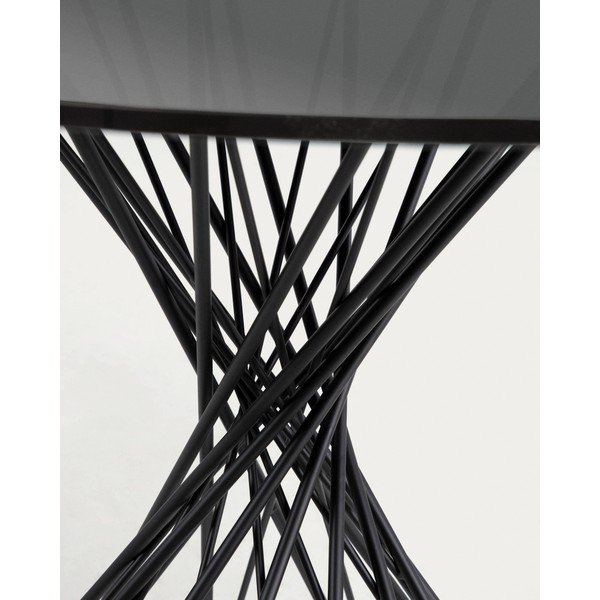 Czarny okrągły stół ze szklanym blatem ø 120 cm Niut – Kave Home-image-3