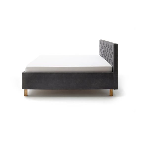 Ciemnoszare tapicerowane łóżko dwuosobowe ze schowkiem ze stelażem 180x200 cm San Remo – Meise Möbel-image-3