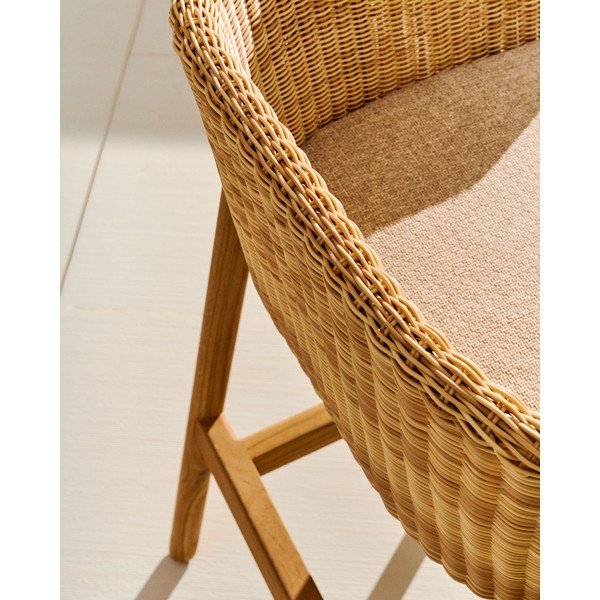 Tapicerowany/rattanowy hoker ogrodowy w naturalnym kolorze Galea – Kave Home-image-3