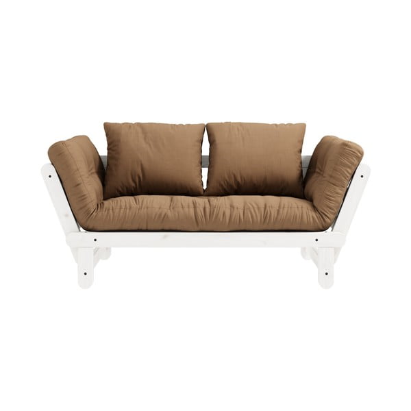 Sofa rozkładana z brązowym pokryciem Karup Design Beat White/Mocca