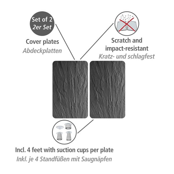 Komplet 2 szklanych osłonek na kuchenkę Wenko XL State, 40x52 cm-image-3