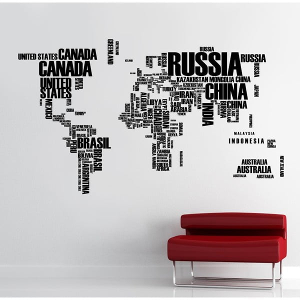 Naklejka na ścianę Mapa świata, 90x120 cm