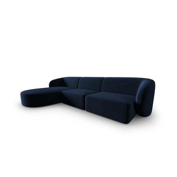 Niebieski aksamitny narożnik (lewostronny/z szezlongiem) Paolo – Milo Casa-image-1