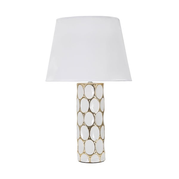 Ceramiczna lampa stołowa w biało-złotym kolorze z tekstylnym kloszem (wys. 56 cm) Glam Carv – Mauro Ferretti