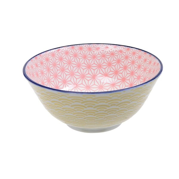 Żółto-różowa miseczka porcelanowa Tokyo Design Studio Star, ⌀ 15,2 cm