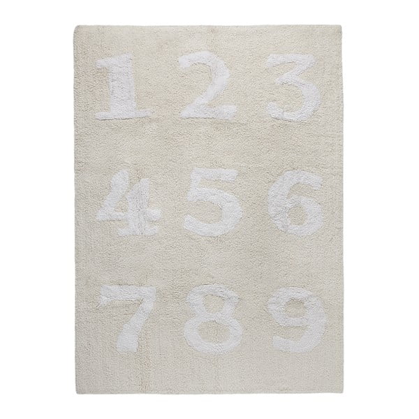 Beżowy dywan bawełniany Happy Decor Kids Numbers, 160x120 cm