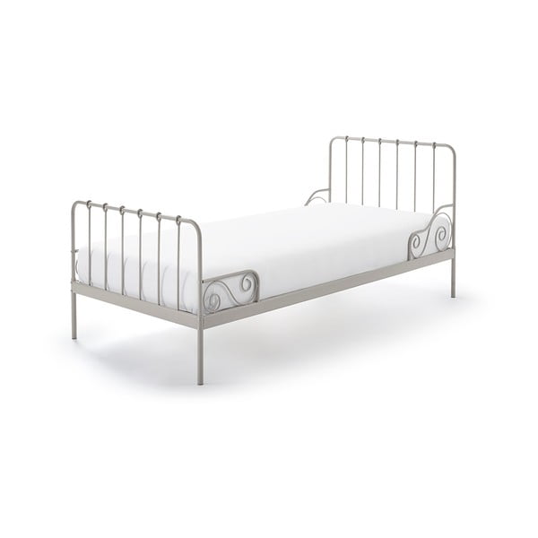 Szare metalowe łóżko dziecięce Vipack Alice, 90x200 cm