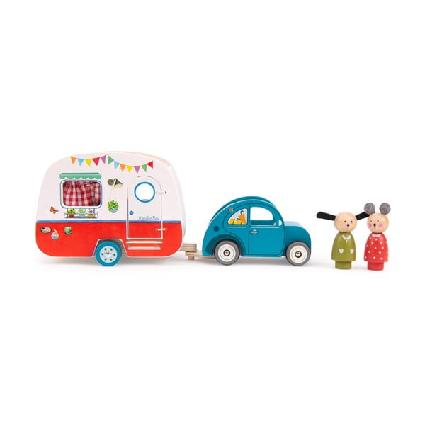 Drewniane auto zabawkowe La Grande Famille Caravan – Moulin Roty