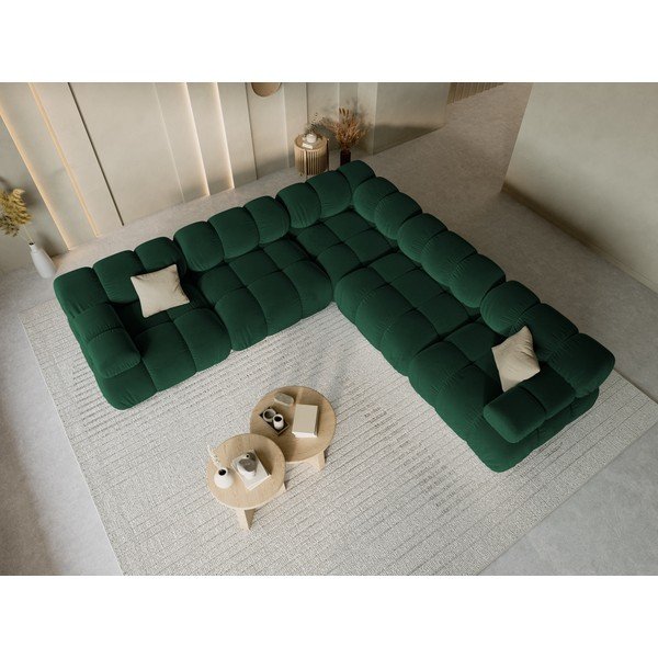 Ciemnozielony aksamitny narożnik modułowy – Micadoni -image-1