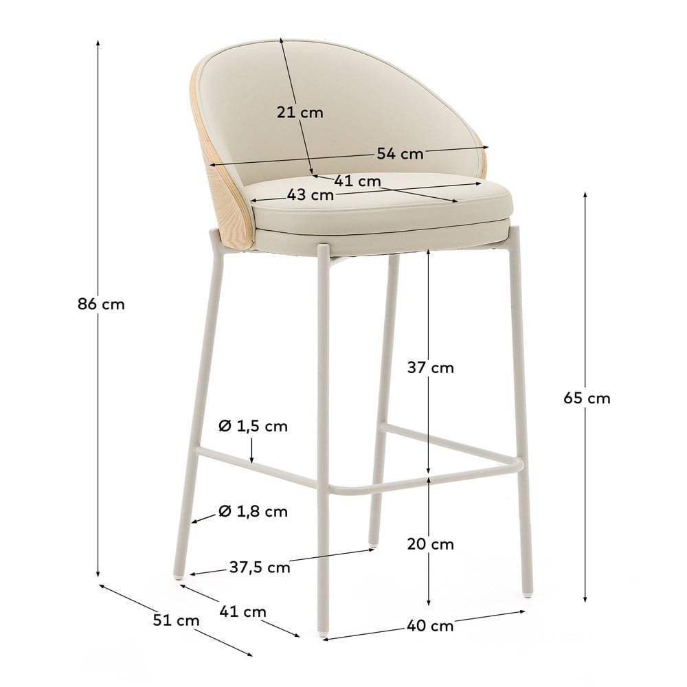 Beżowo-naturalny hoker (wysokość siedziska 65 cm) Eamy – Kave Home (zdjęcie 8)