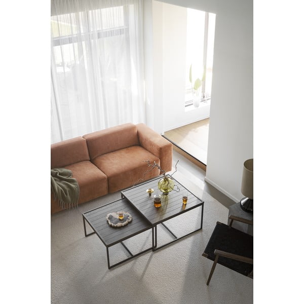 Ciemnobrązowy stolik z blatem z drewna dębowego ø 80 cm Deerfield – Rowico-image-1