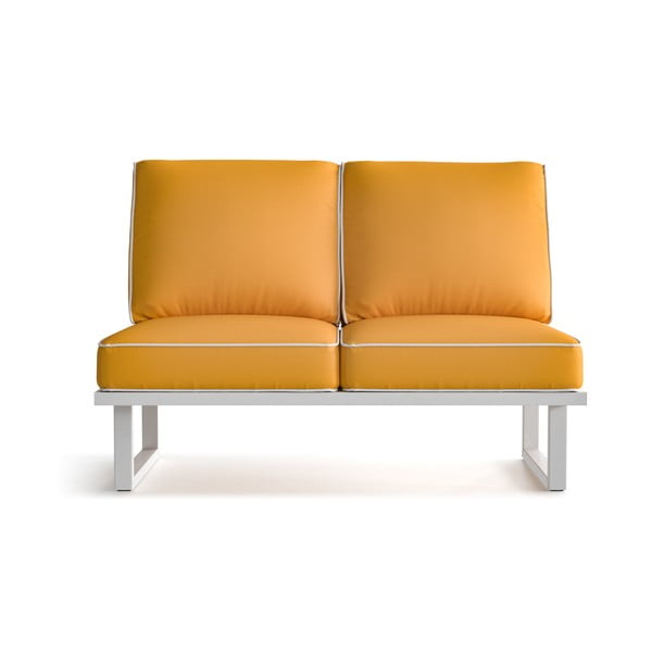 Żółta 2-osobowa sofa ogrodowa z białą lamówką Marie Claire Home Angie