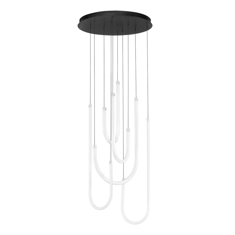 Biała/w kolorze matowej czerni stalowa lampa wisząca LED ze ściemniaczem z kloszem ze szkła akrylowego ø 50 cm Topaz – Nova Luce