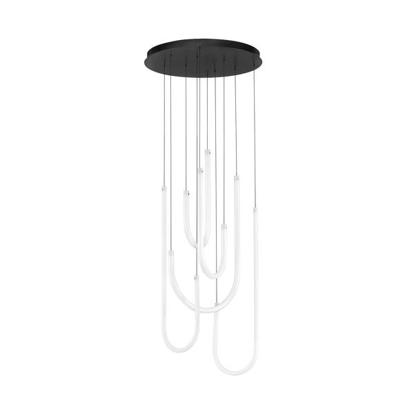 Biała/w kolorze matowej czerni stalowa lampa wisząca LED ze ściemniaczem z kloszem ze szkła akrylowego ø 50 cm Topaz – Nova Luce