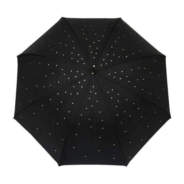 Czarny parasol w kropki Strass, ⌀ 97 cm