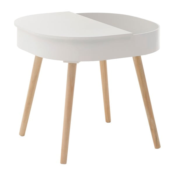 Biały stolik drewniany ze schowkiem InArt